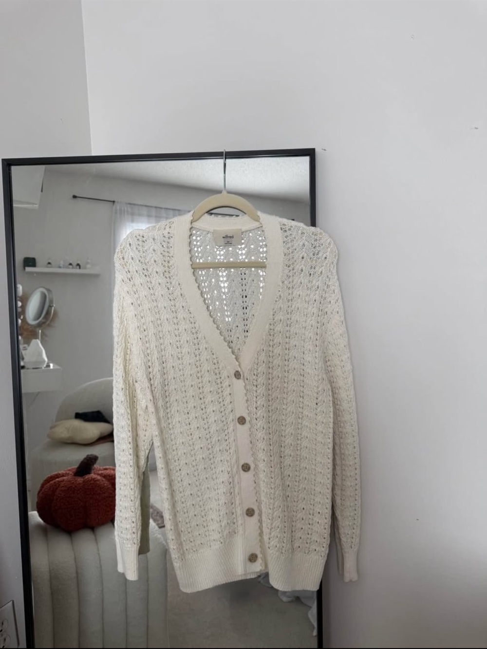 Wilfred Cream Open-Knit V-Neck Button Cardigan